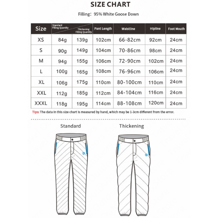 Camporax White Goose Down Pants - Ultralight & Warm