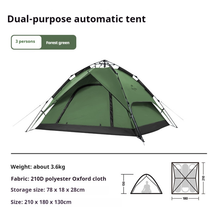 Camporax Naturehike automaattinen teltta 3-4 hengelle