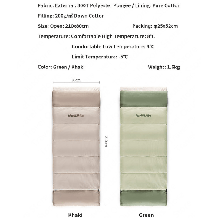 Sac de couchage Camporax Naturehike E200 en duvet et coton
